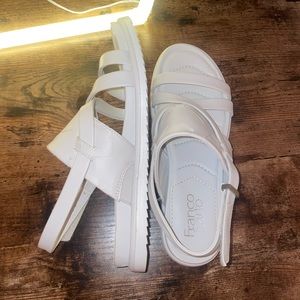NWOT Franco Sarto White Criss Cross Sandals